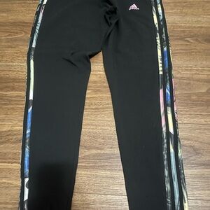 Adidas Black Leggings with Colorful Stripes